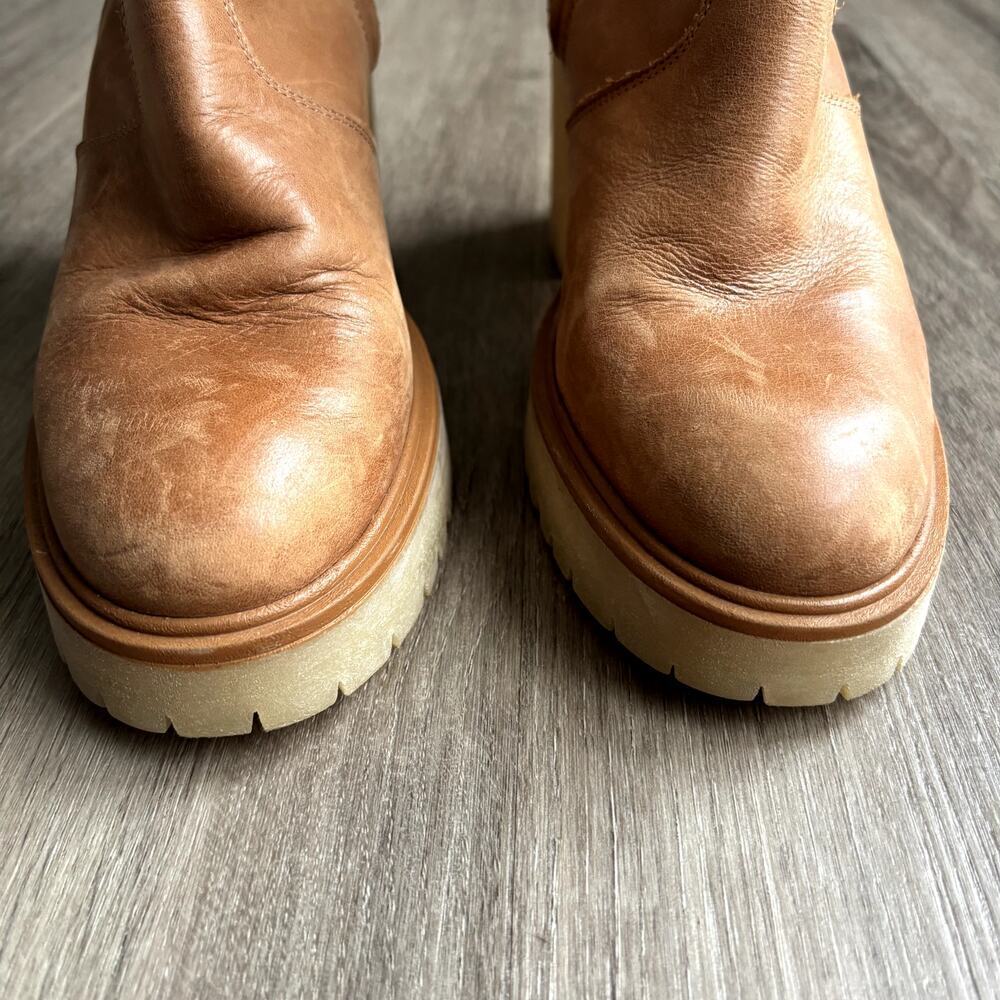 Free People James Chelsea Tan Leather Block Heel Boot EU 39 US 9​​ - Picture 5 of 9